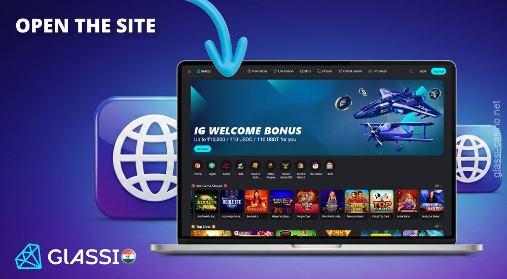अपने खाते में लॉग इन करने के लिए Glassi Casino वेबसाइट पर जाएँ।