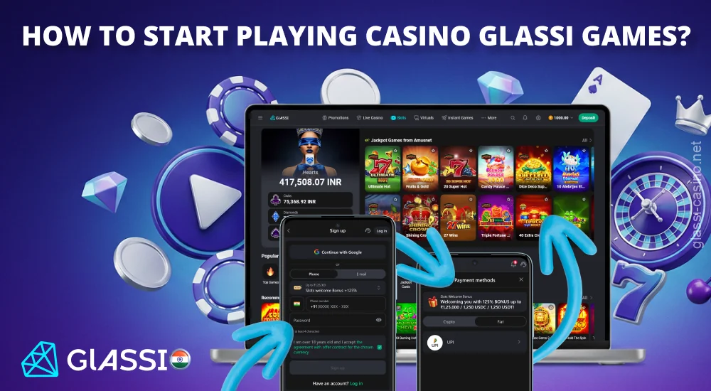 Glassi Casino में असली पैसे से खेलना शुरू करने के लिए, साइन अप करें और जमा करें।