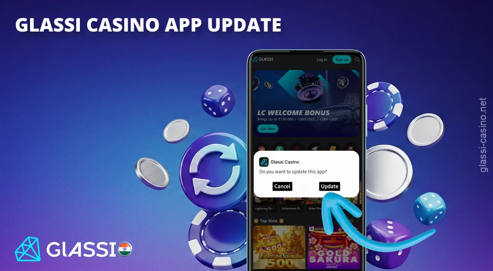 Glassi Casino ऐप को अपडेट करने के लिए नया संस्करण डाउनलोड करें और इसे पुराने संस्करण के ऊपर इंस्टॉल करें।